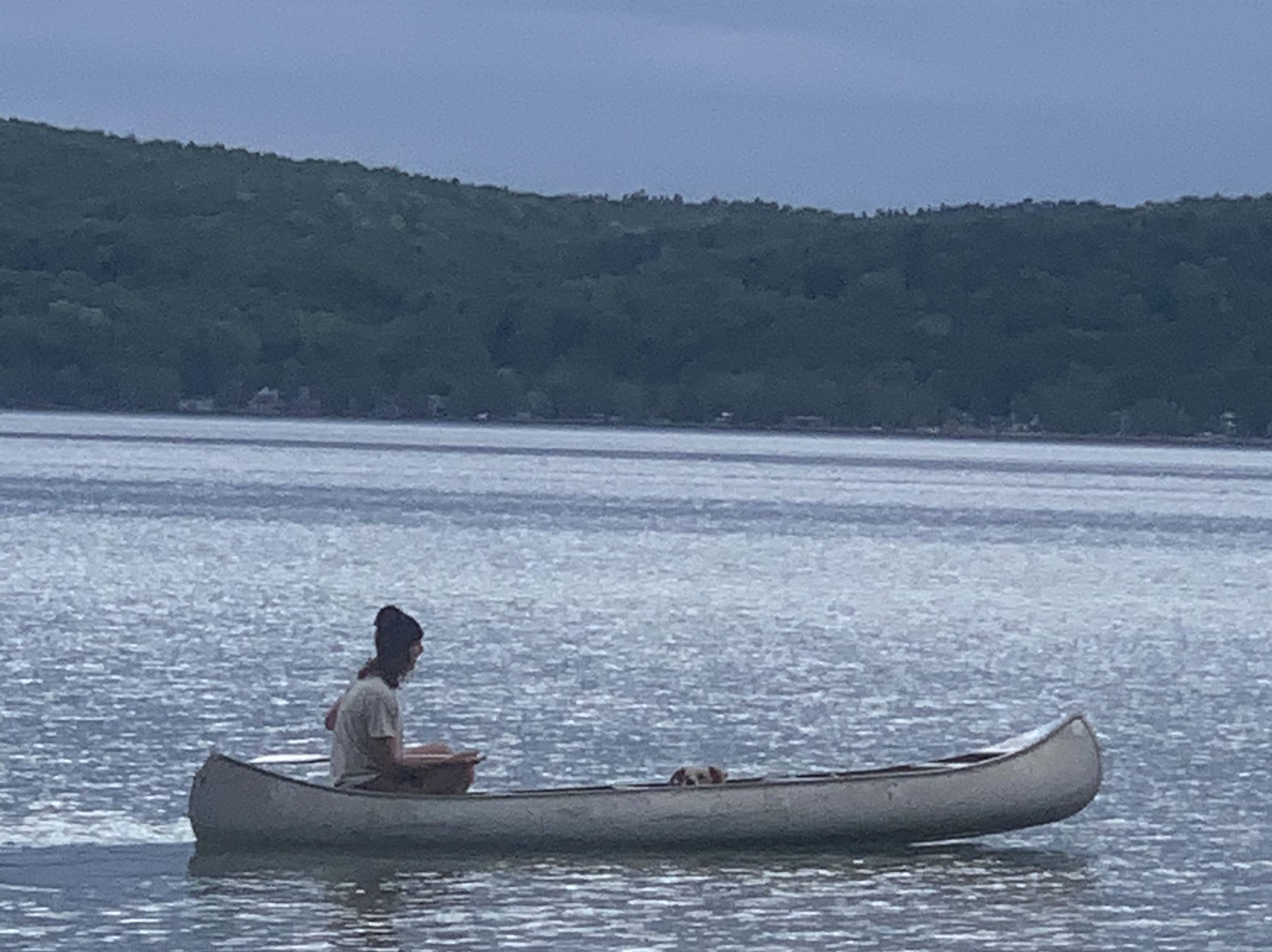 Sarah takes Bear for a paddle